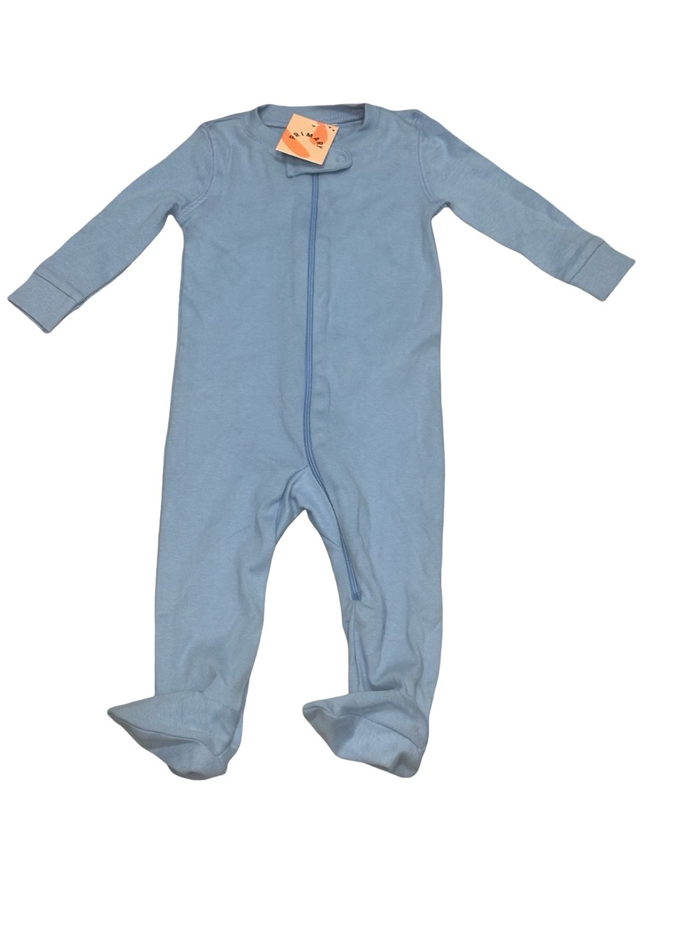 NWT Primary Baby 3-6M Blue Footed One-Piece Zipper Pajamas